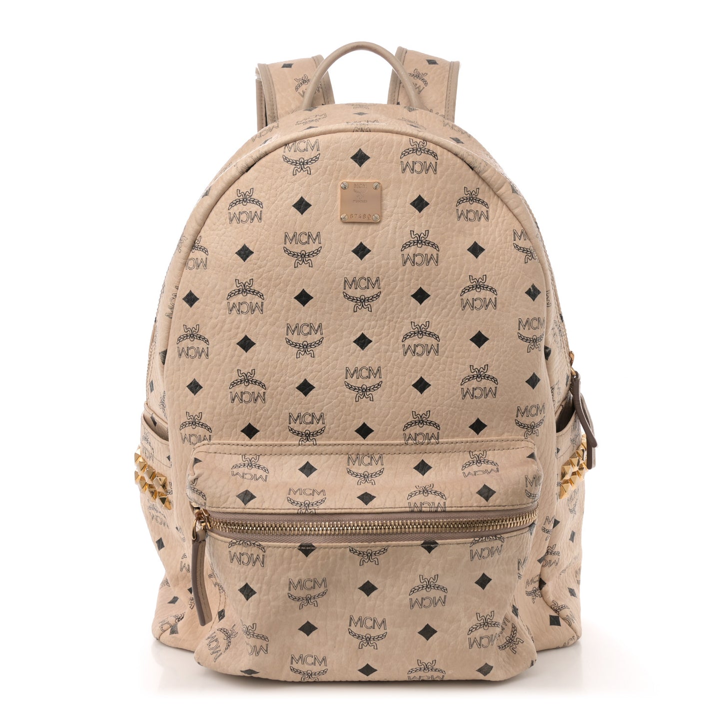 Visetos Large Side Studs Stark Backpack Beige