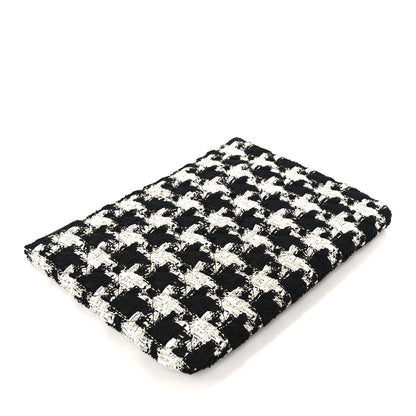 Chanel Tweed Quilted Medium Cosmetic Pouch Black Ecru White 4 of 8