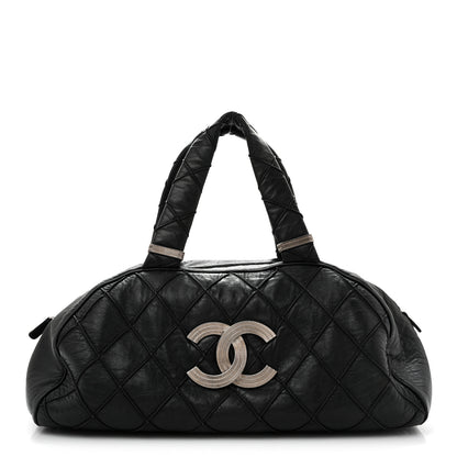 Chanel Lambskin Quilted Large Bowler Black 1 of 13