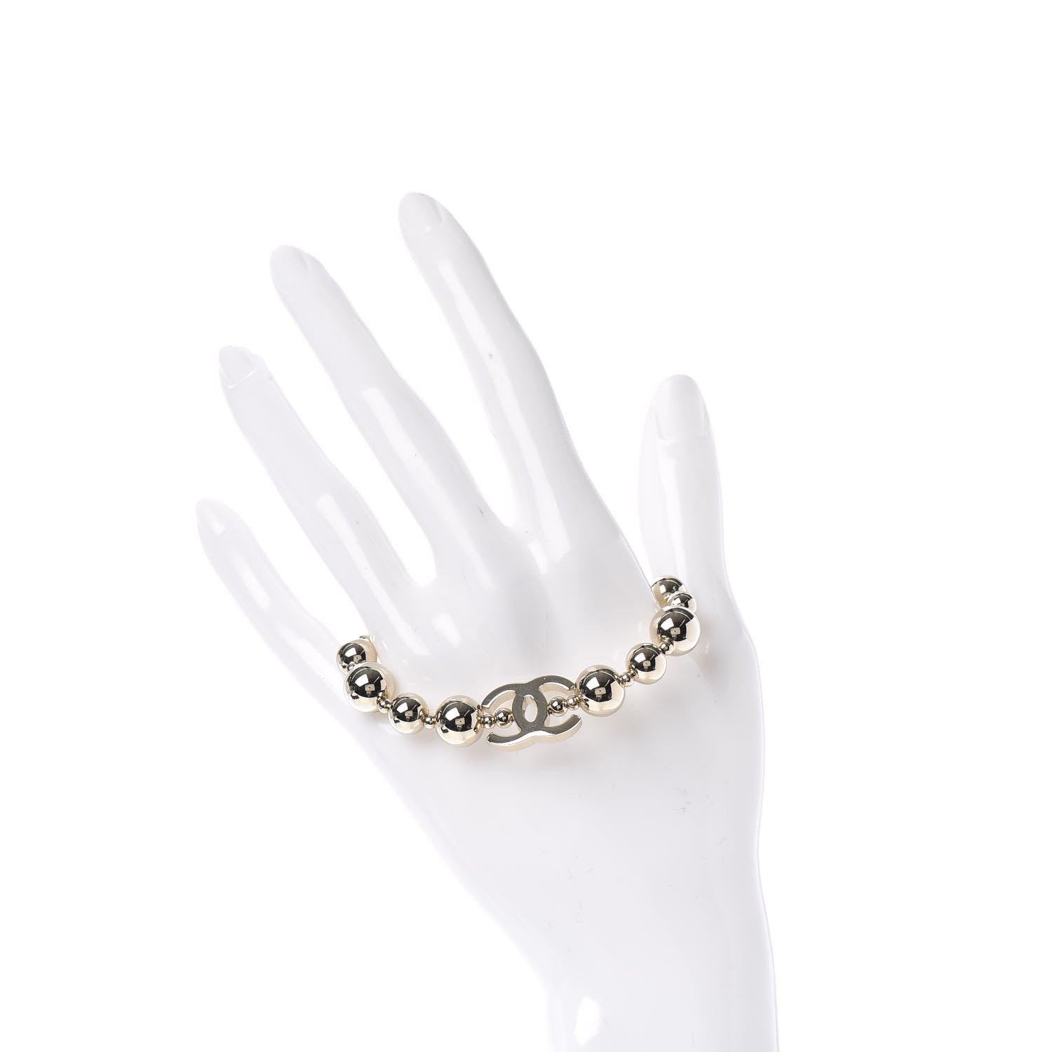 Chanel Metal Beaded CC Bracelet Gold 2 of 4