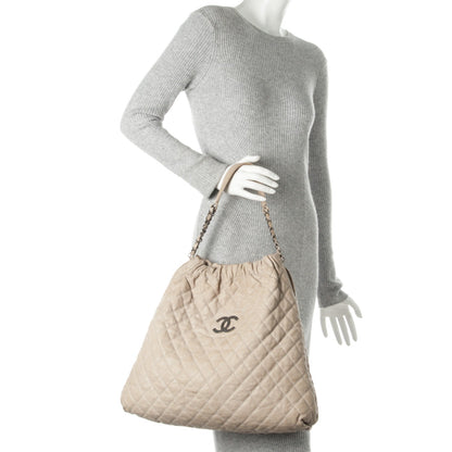 Chanel Caviar Quilted Large Elastic Tote Gray 10 of 13
