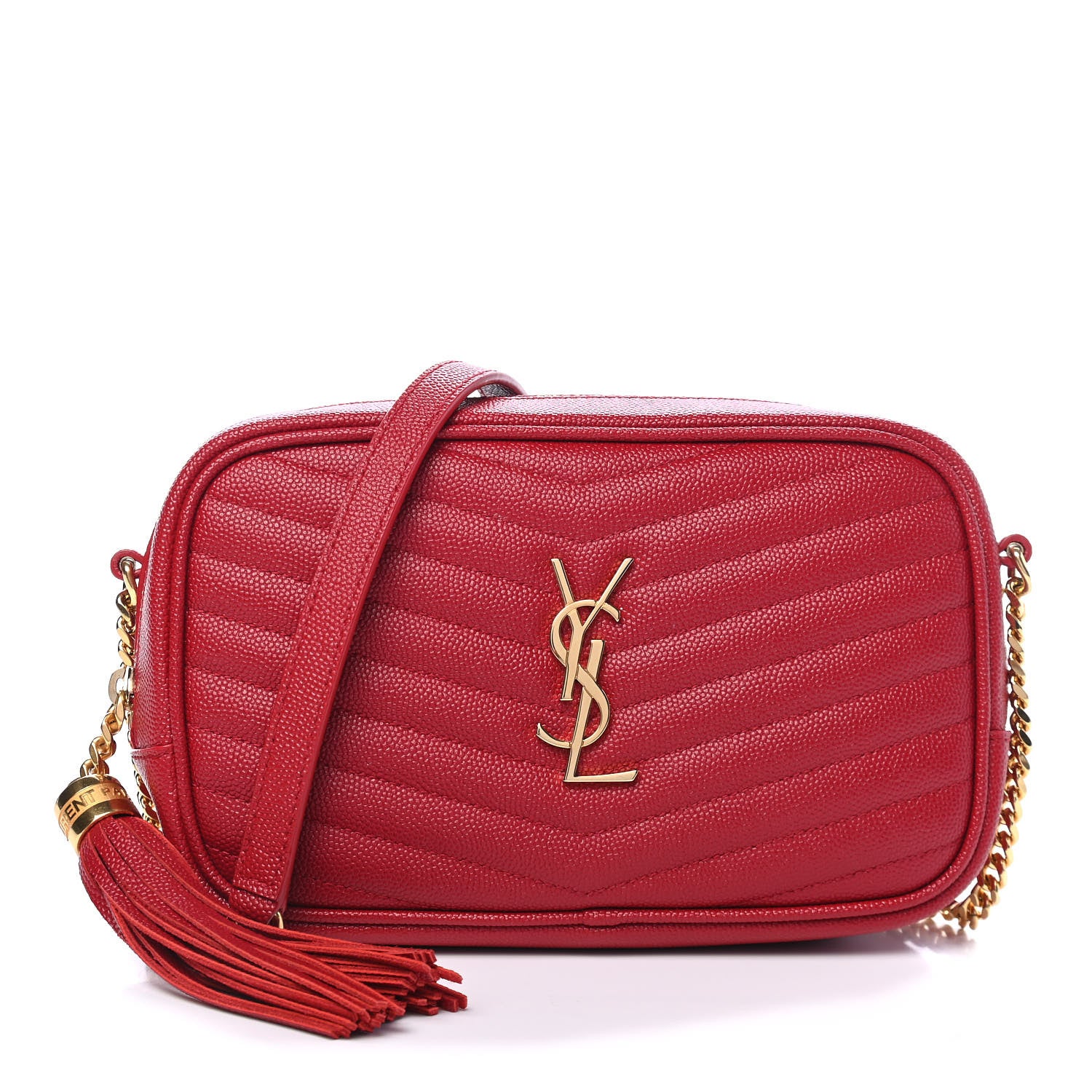 Saint Laurent Grain De Poudre Matelasse Monogram Mini Lou Camera Bag Eros Red 1 of 9