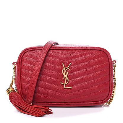 Saint Laurent Grain De Poudre Matelasse Monogram Mini Lou Camera Bag Eros Red 1 of 9