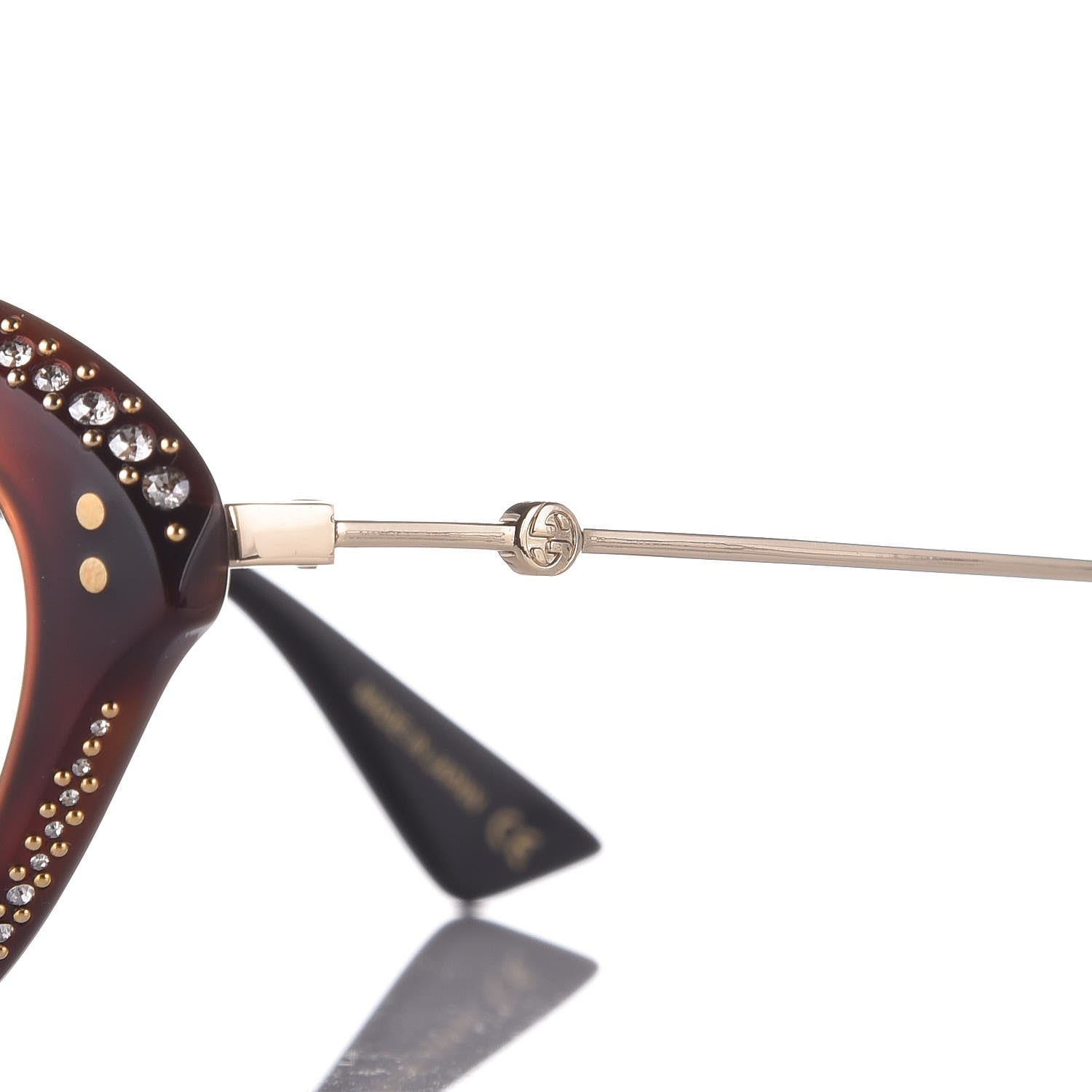 Gucci Crystal Cat Eye Glasses GG0215O Havana 5 of 8