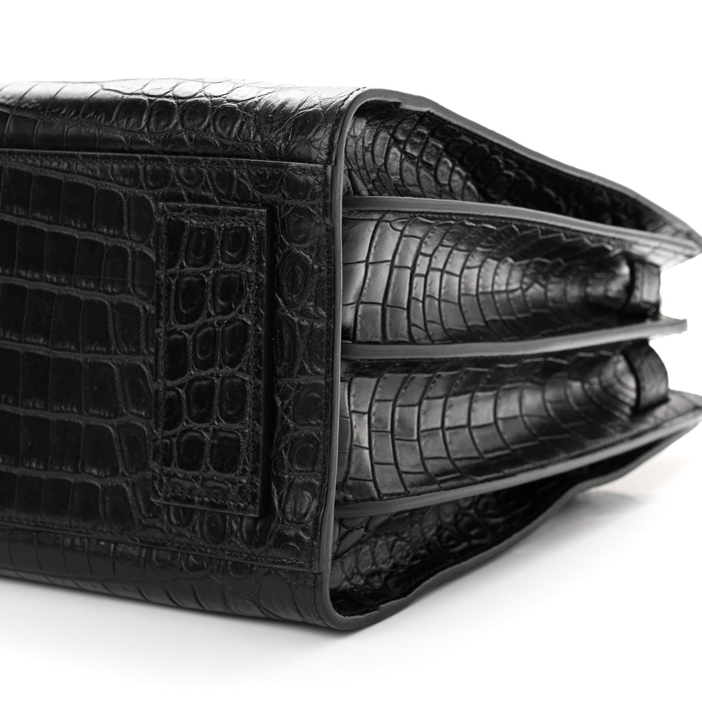 Calfskin Crocodile Embossed Small Sac de Jour Black