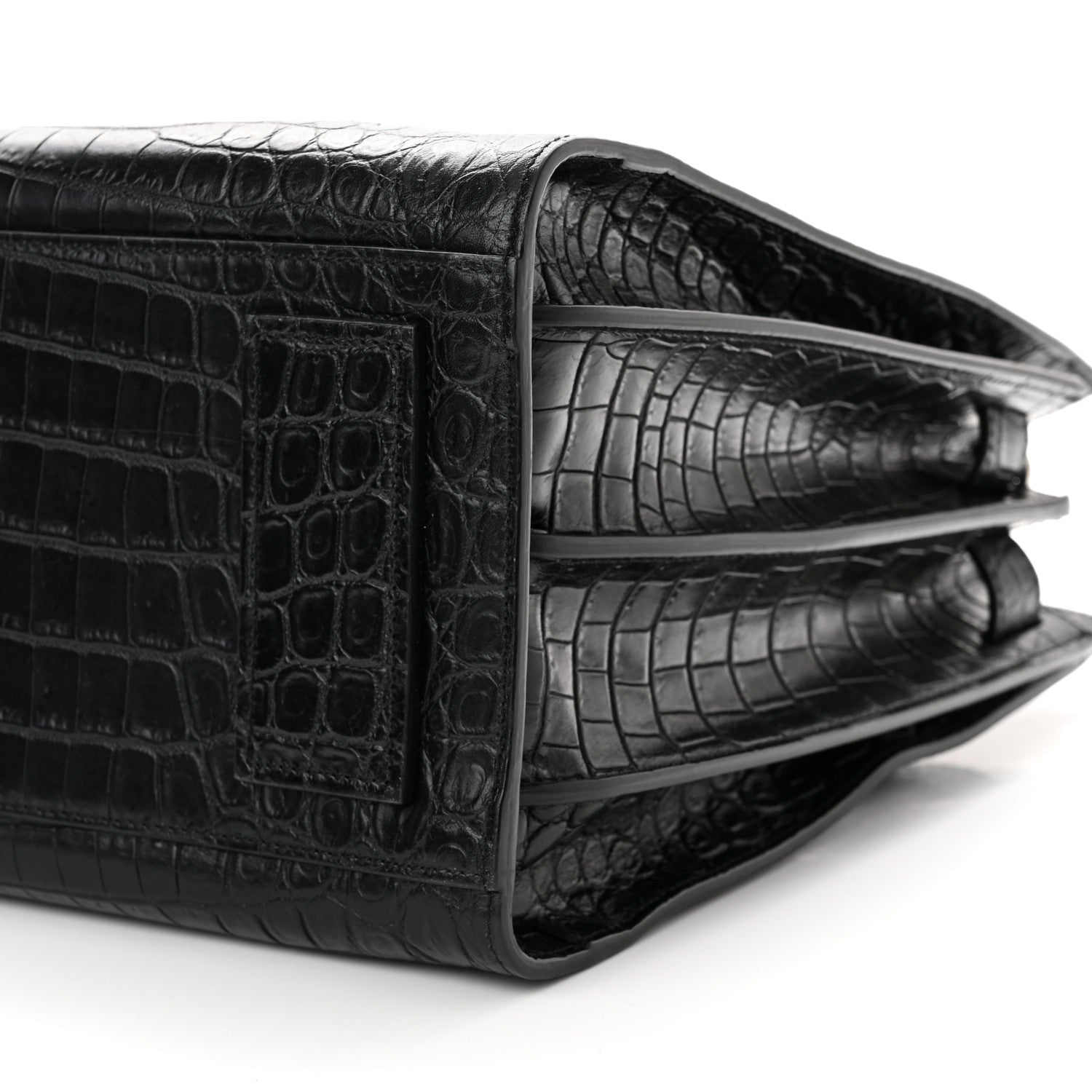 Saint Laurent Calfskin Crocodile Embossed Small Sac de Jour Black 9 of 9
