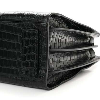 Saint Laurent Calfskin Crocodile Embossed Small Sac de Jour Black 9 of 9