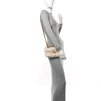 Gucci Calfskin Matelasse Mini GG Marmont Shoulder Bag White 2 of 12
