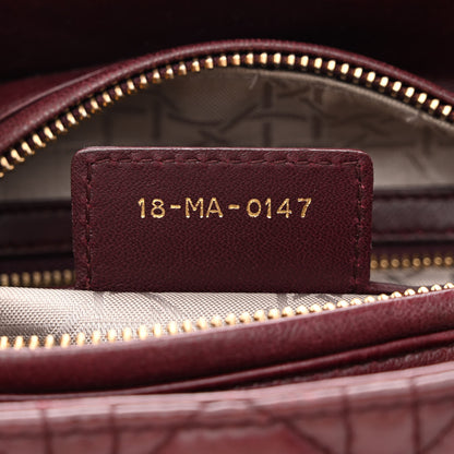 Christian Dior Lambskin Cannage Medium Lady Dior Burgundy 6 of 10