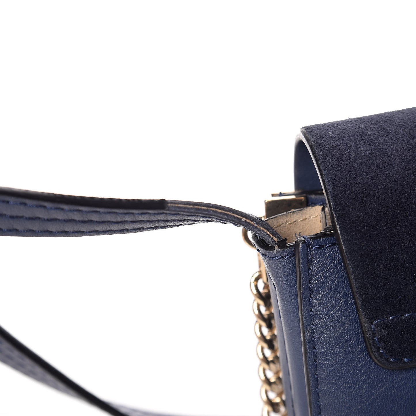 Suede Calfskin Small Faye Shoulder Bag Denim Blue