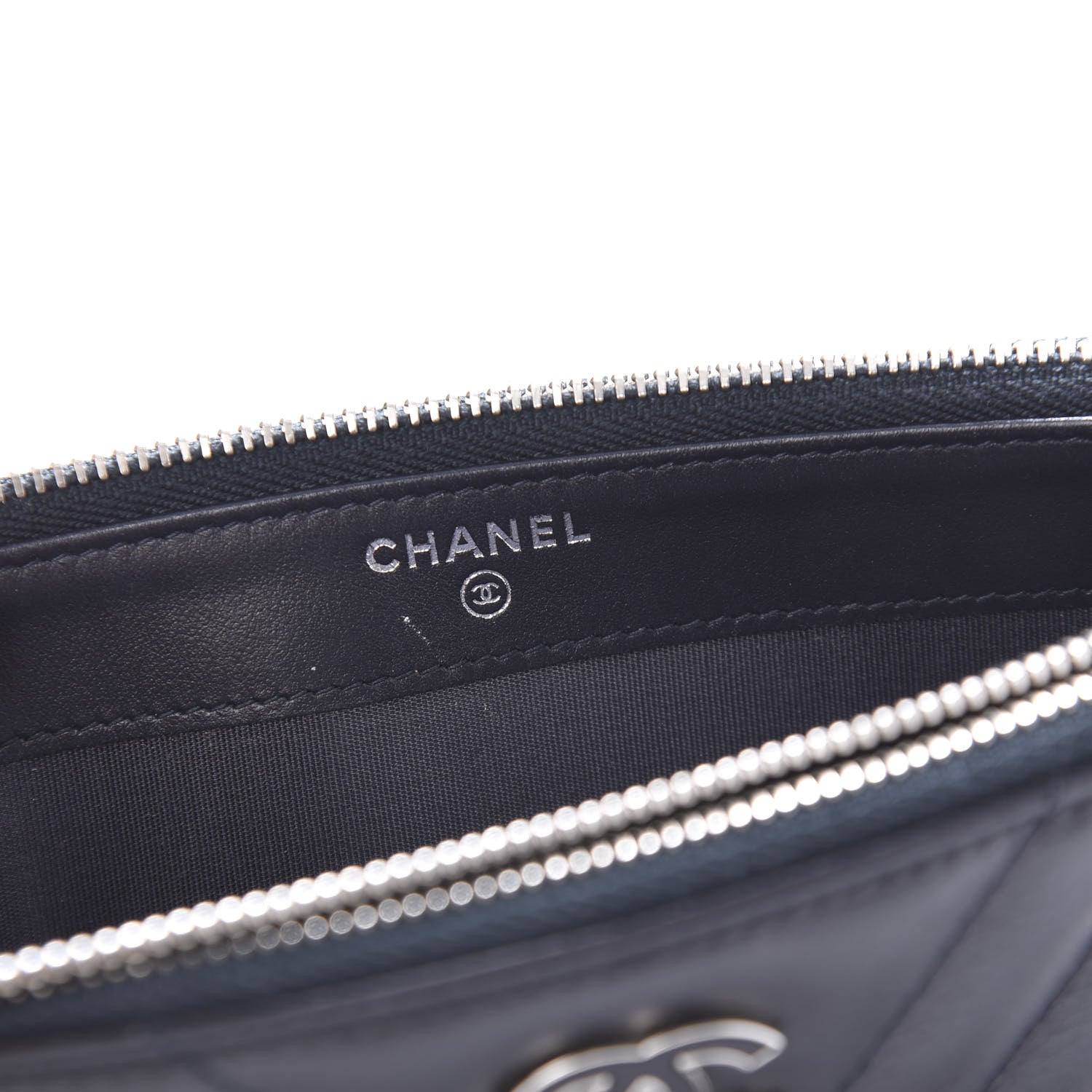 Chanel Calfskin Chevron Quilted Tassel Clutch With Chain Navy 15 of 19