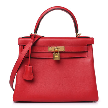 Hermes Evercolor Kelly Retourne 28 Rouge Casaque 1 of 9