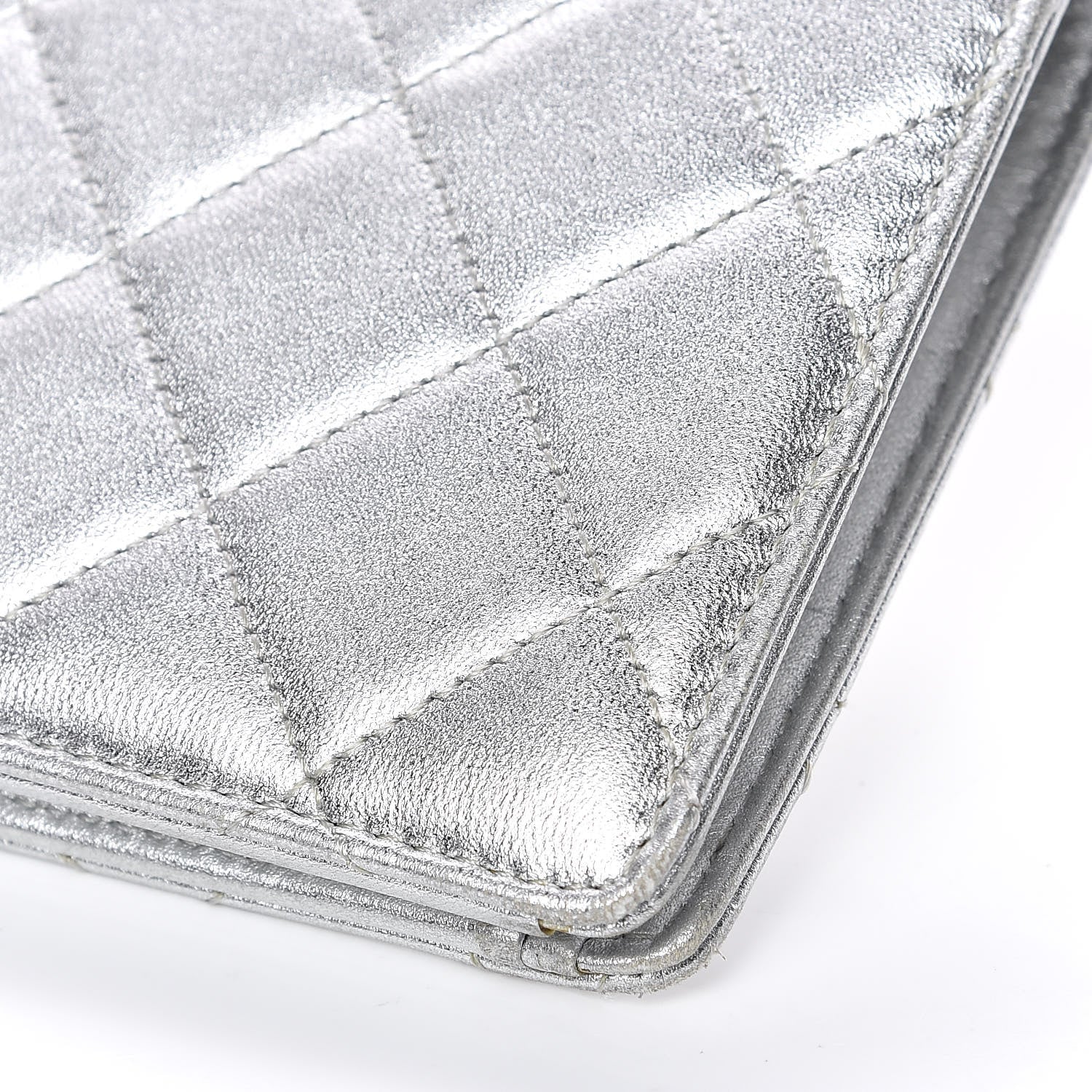 Chanel Metallic Calfskin Quilted Yen Wallet Dark Silver 8 of 13