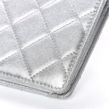 Chanel Metallic Calfskin Quilted Yen Wallet Dark Silver 8 of 13
