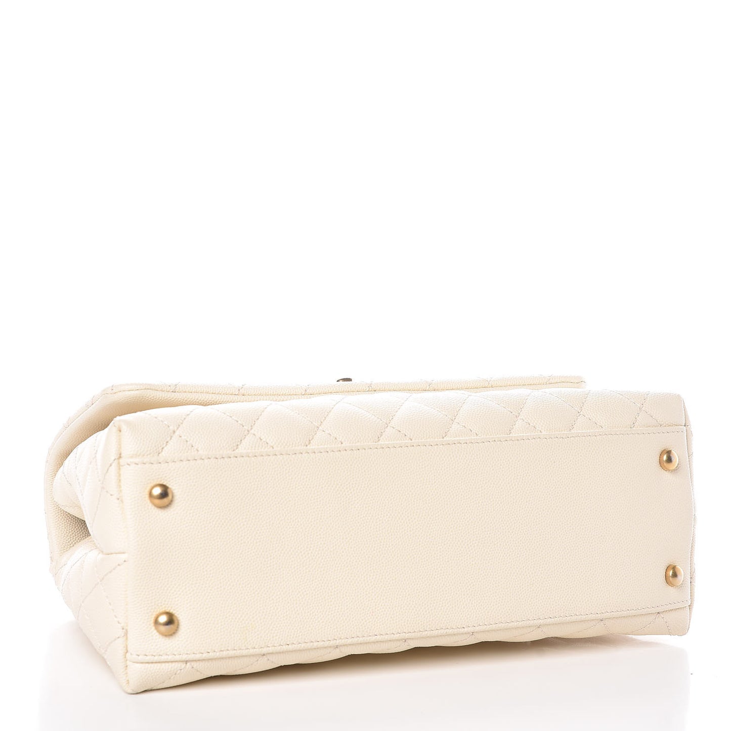 Caviar Lizard Quilted Small Coco Handle Flap Ivory