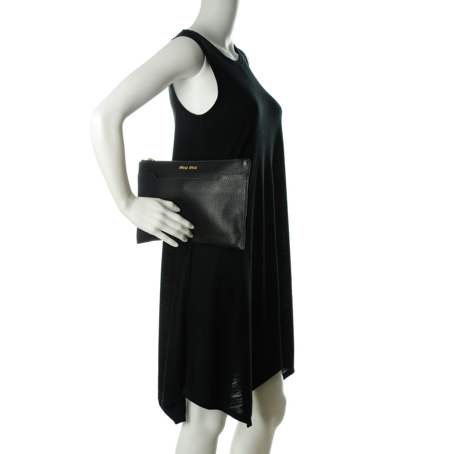 Vitello Daino Leather Clutch Nero Black