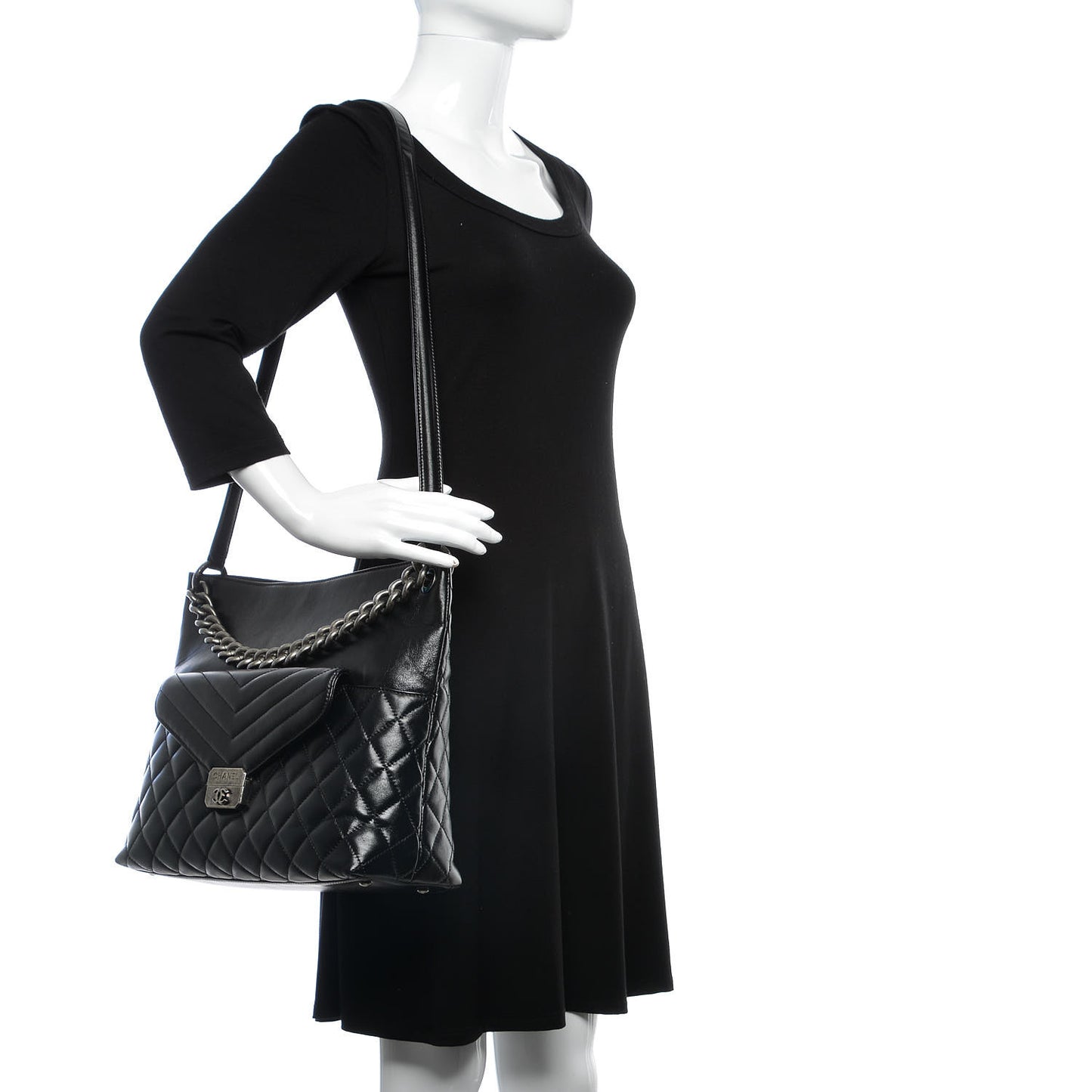 Aged Calfskin Quilted Mad About Quilting Hobo Black
