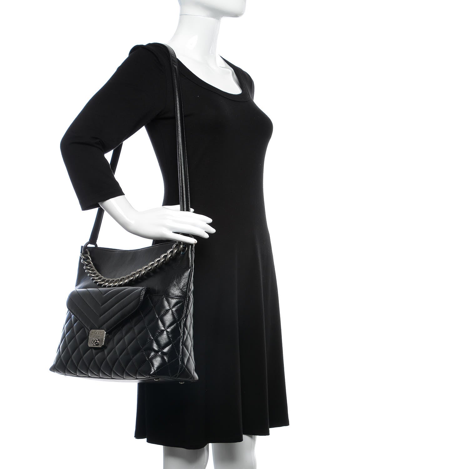 Chanel Aged Calfskin Quilted Mad About Quilting Hobo Black 2 of 10