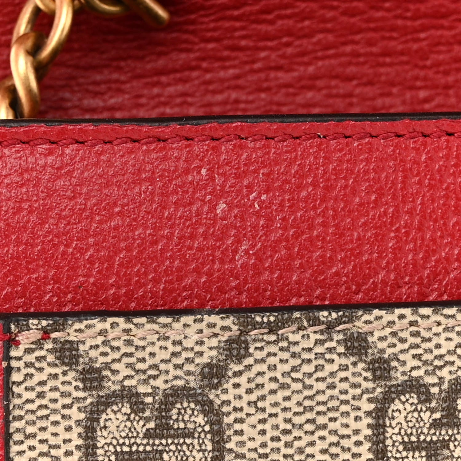 Gucci GG Supreme Monogram Web Queen Margaret Chain Wallet Red 10 of 13