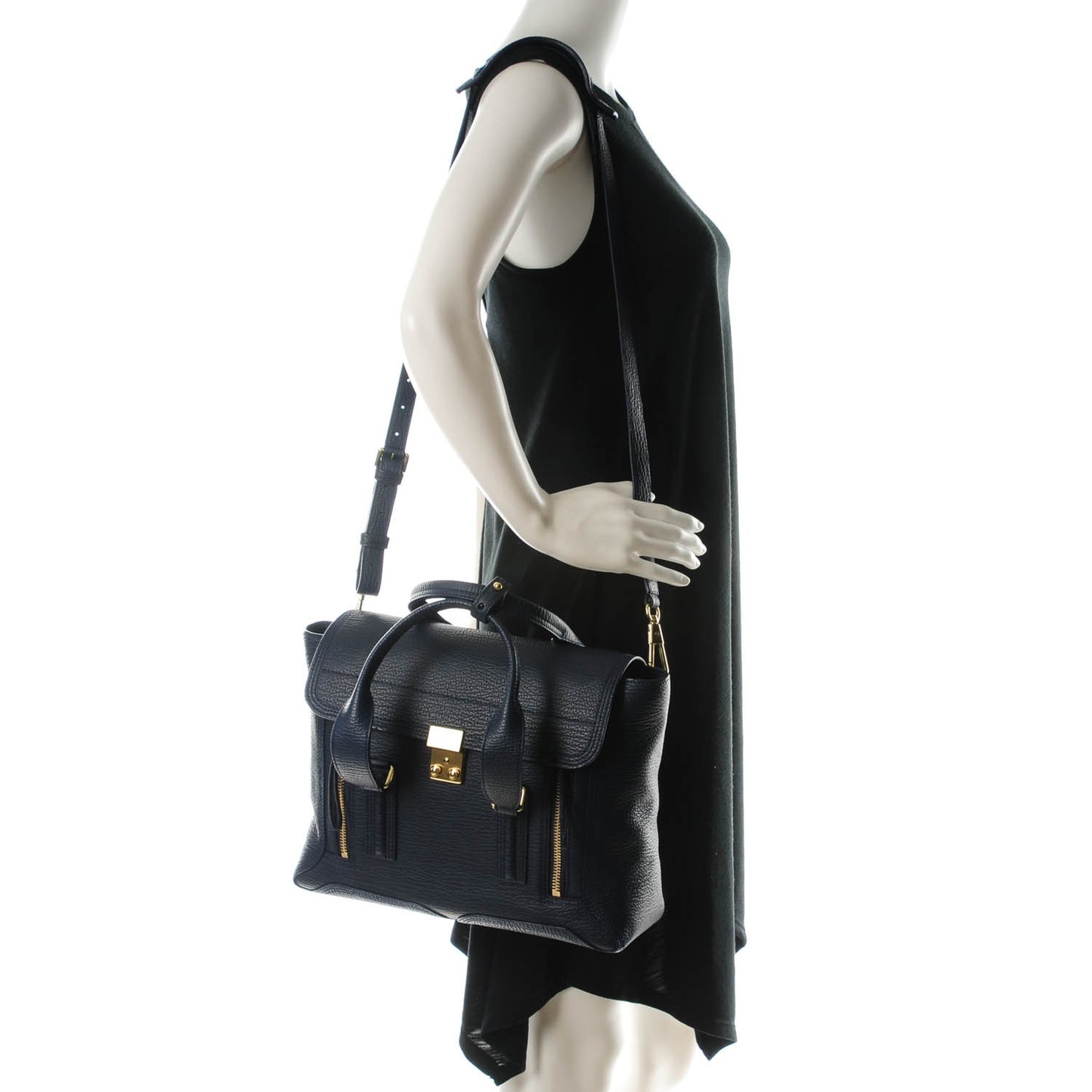 3.1 Textured Calfskin Medium Pashli Satchel Ink