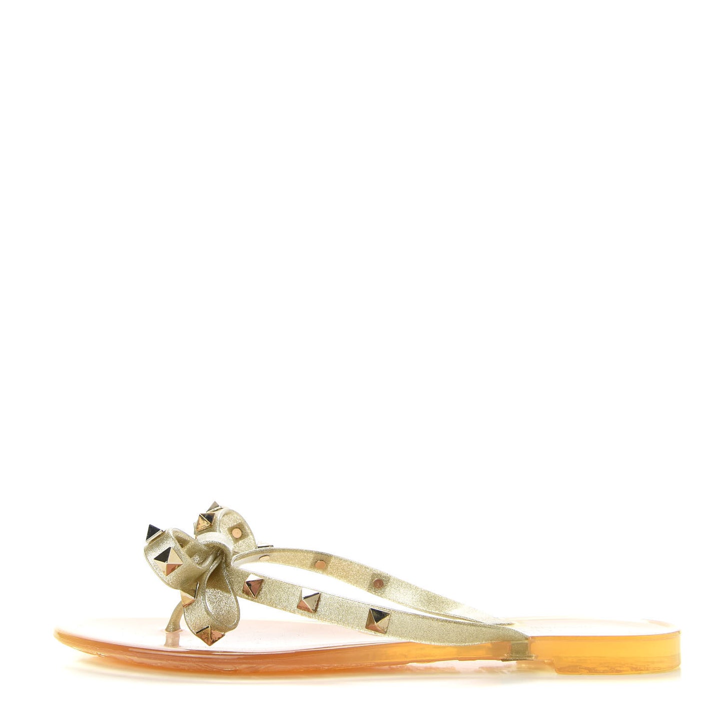 PVC Jelly Glitter Rockstud Bow Thong Sandals 37 Oro