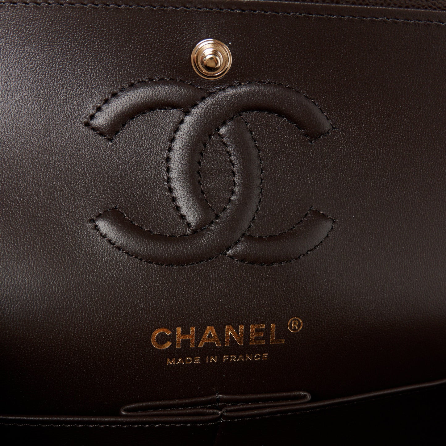 Caviar Quilted Small Double Flap Dark Brown