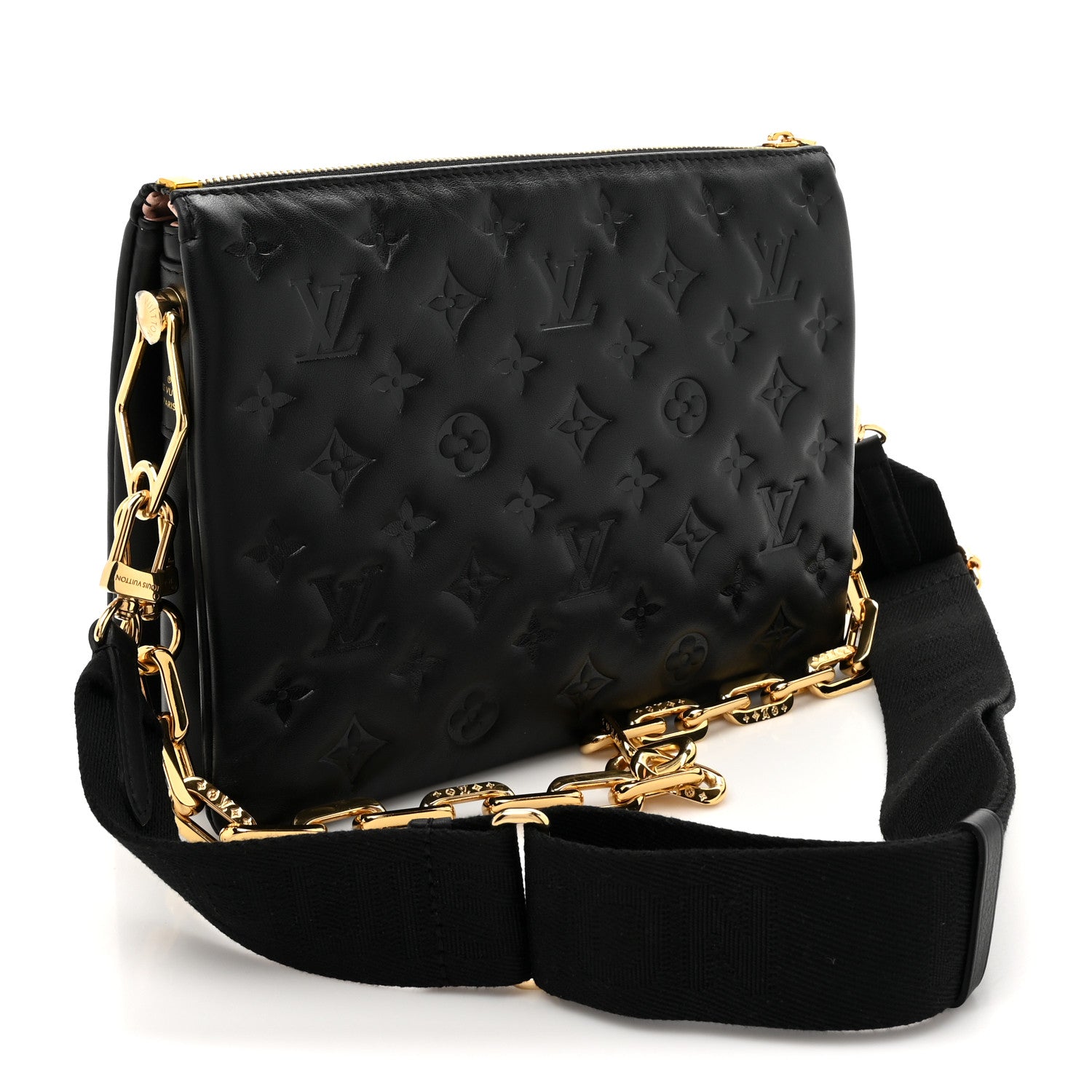Louis Vuitton Lambskin Embossed Monogram Coussin PM Black 2 of 11