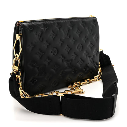 Louis Vuitton Lambskin Embossed Monogram Coussin PM Black 2 of 11