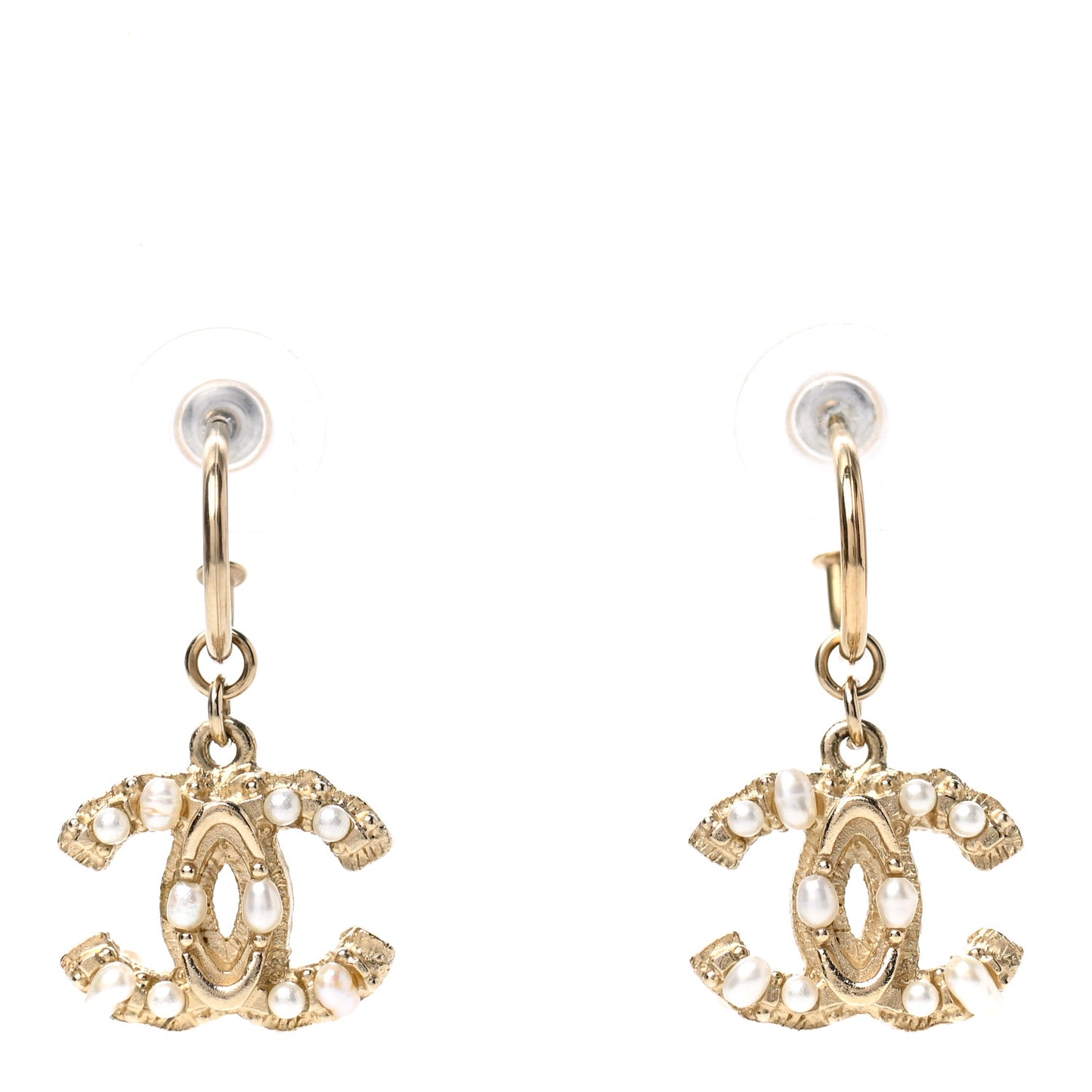 Irregular Pearl CC Drop Earrings Gold