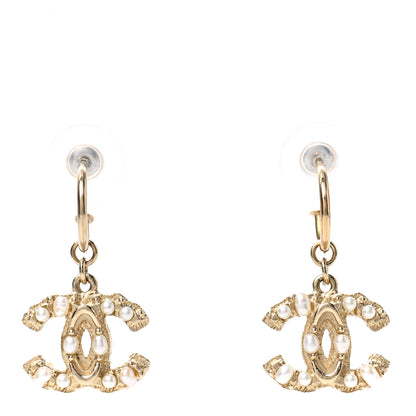 Chanel Irregular Pearl CC Drop Earrings Gold 1 of 4