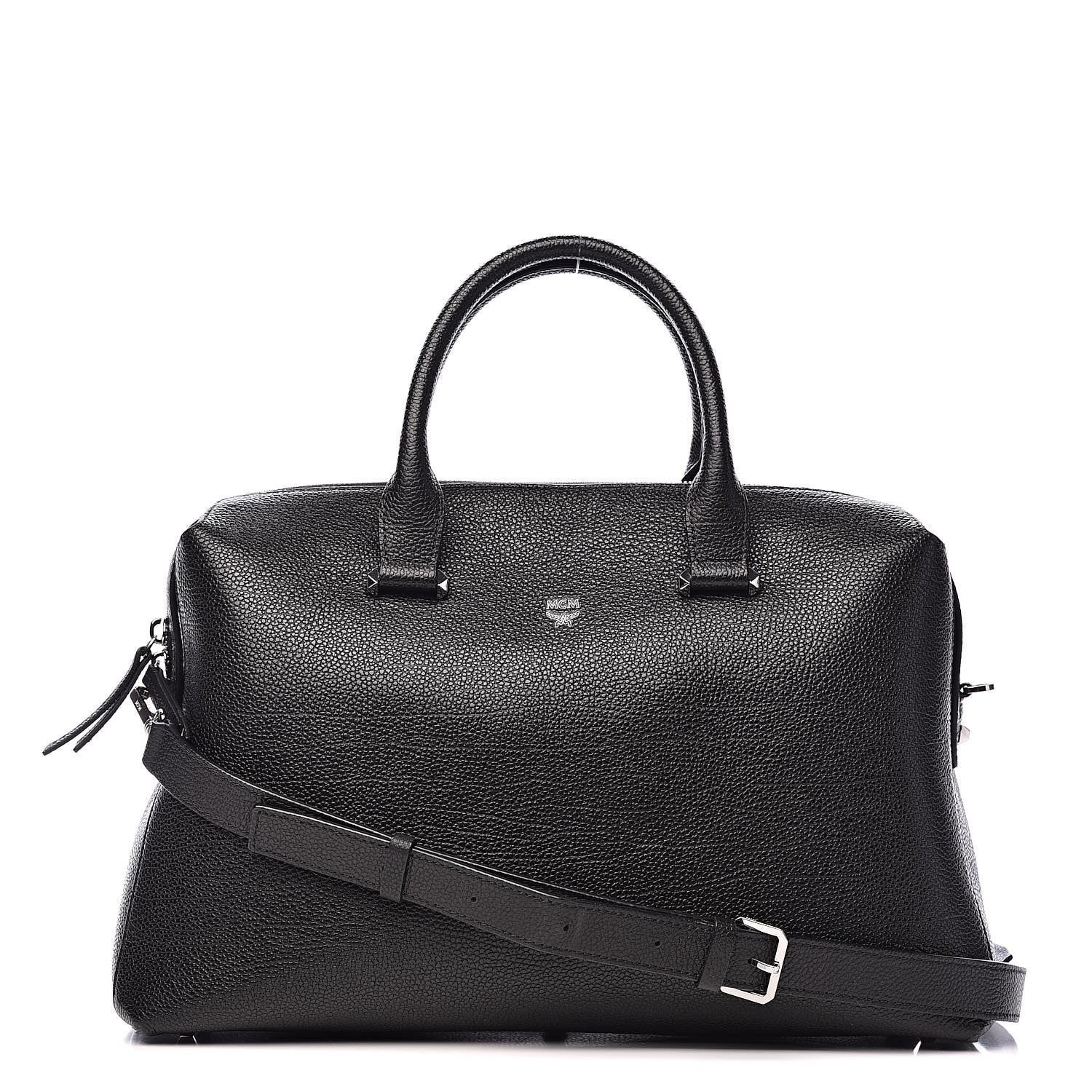 MCM Grained Calfskin Large Ella Boston Black 1 of 10