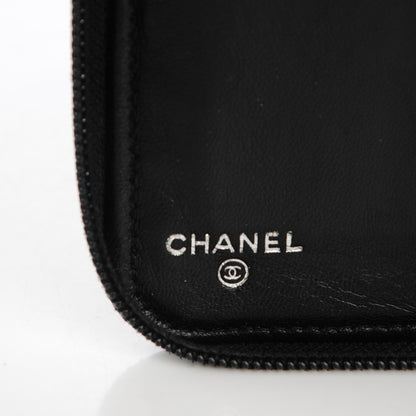 Chanel Lambskin Camellia Embossed Zip Around Organizer Wallet Black 6 of 8