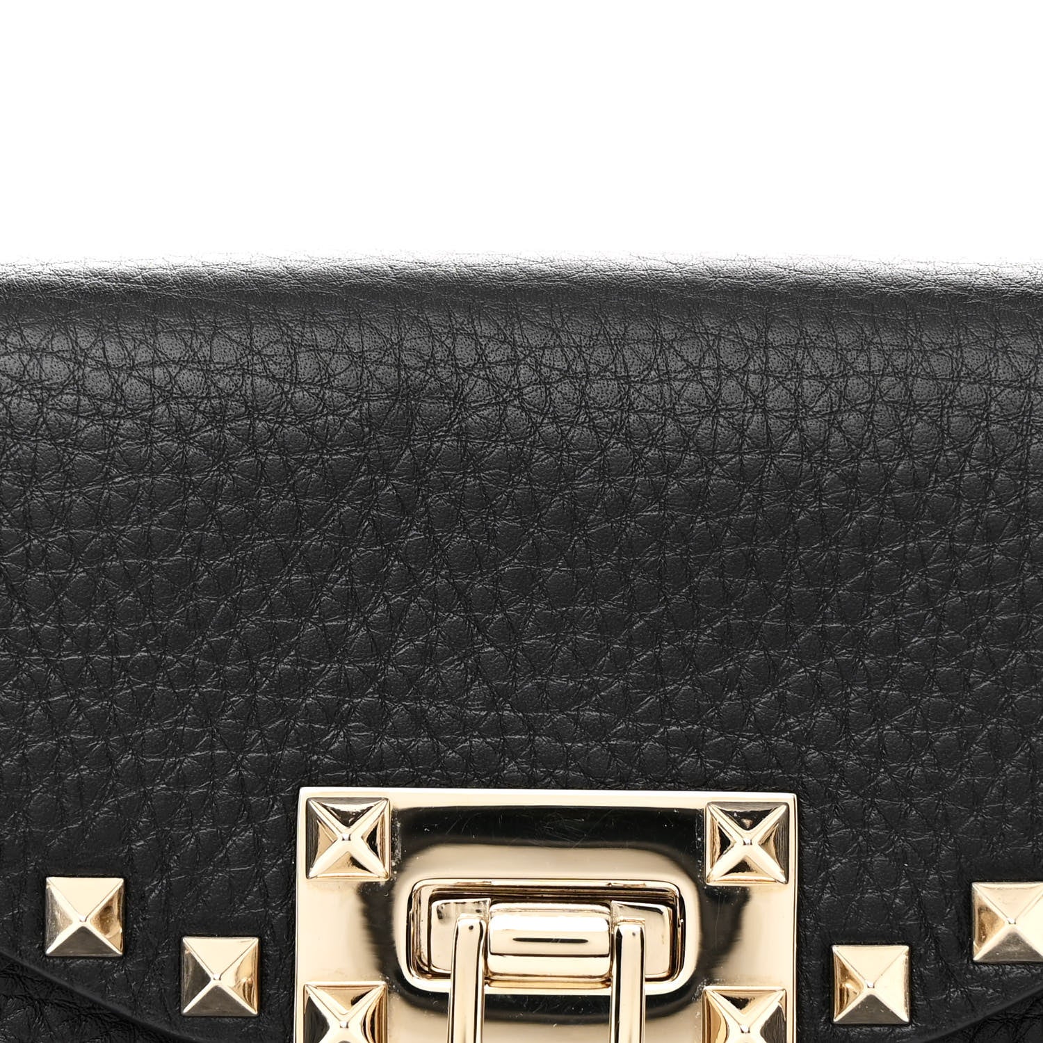 Valentino Garavani Pebbled Calfskin Rockstud Flip Lock Top Handle Bag Black 8 of 11