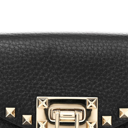 Valentino Garavani Pebbled Calfskin Rockstud Flip Lock Top Handle Bag Black 8 of 11