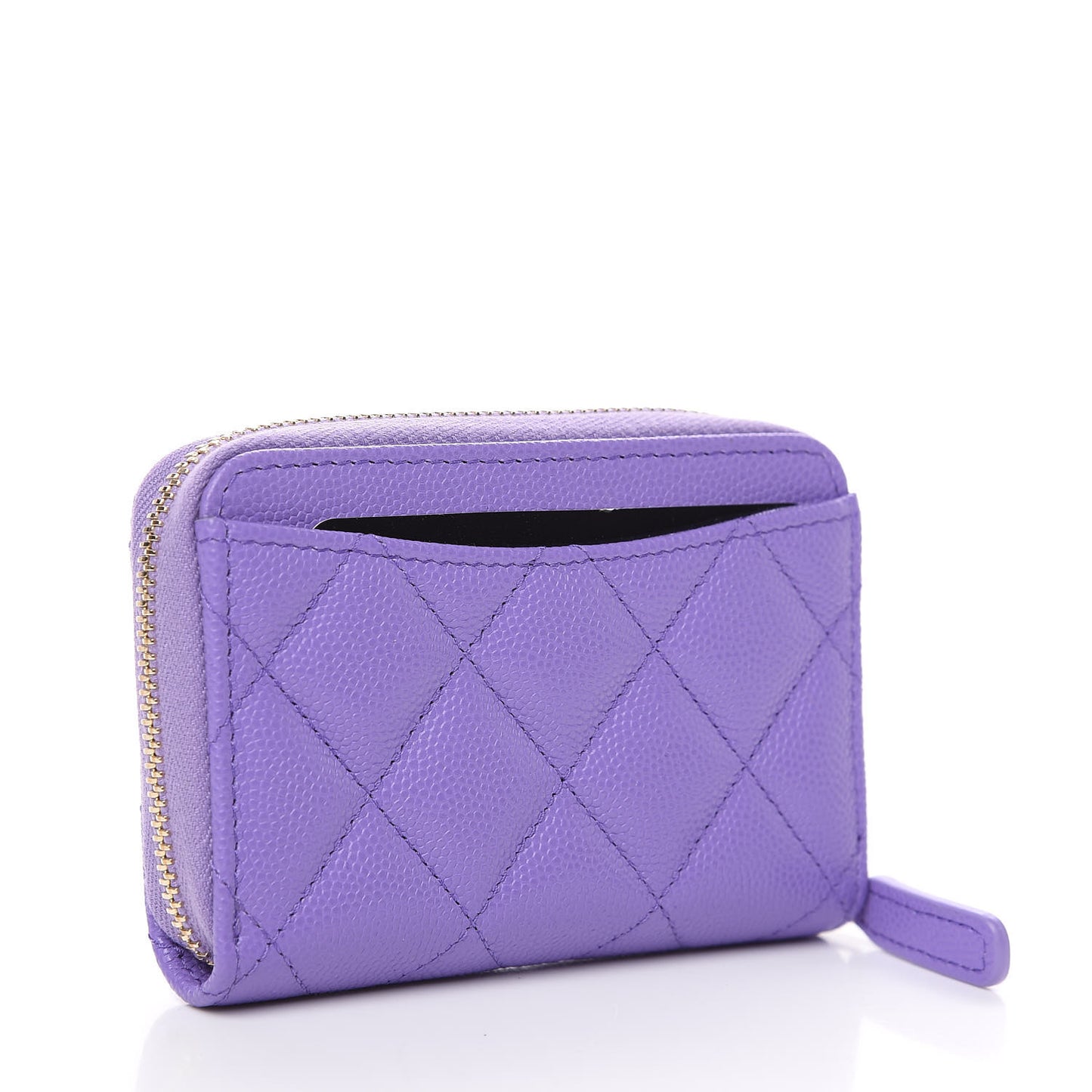 Caviar Quilted Zip Around Coin Purse Wallet Purple