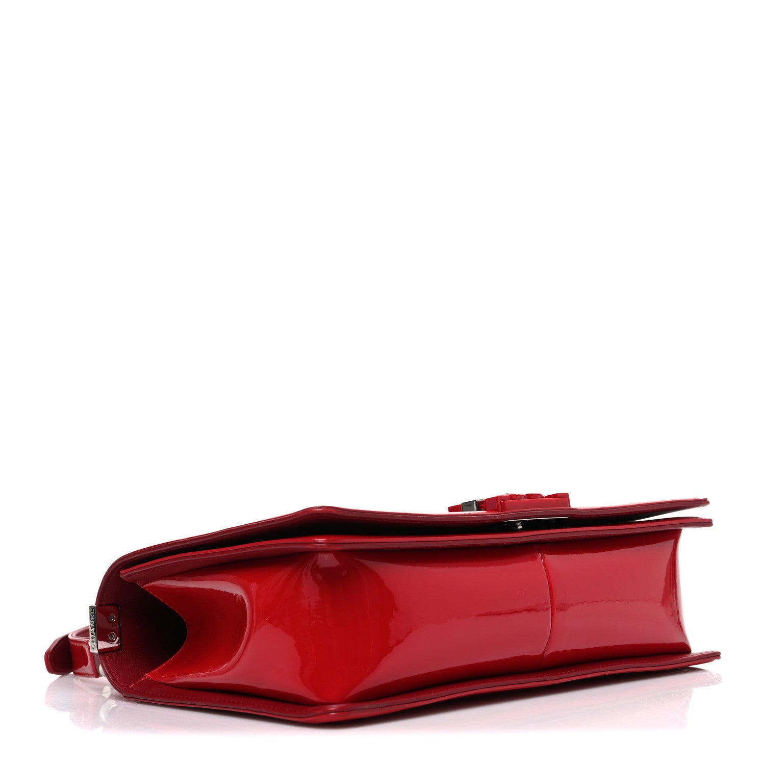Chanel Patent Calfskin New Medium Plexiglass Boy Flap Red 4 of 10
