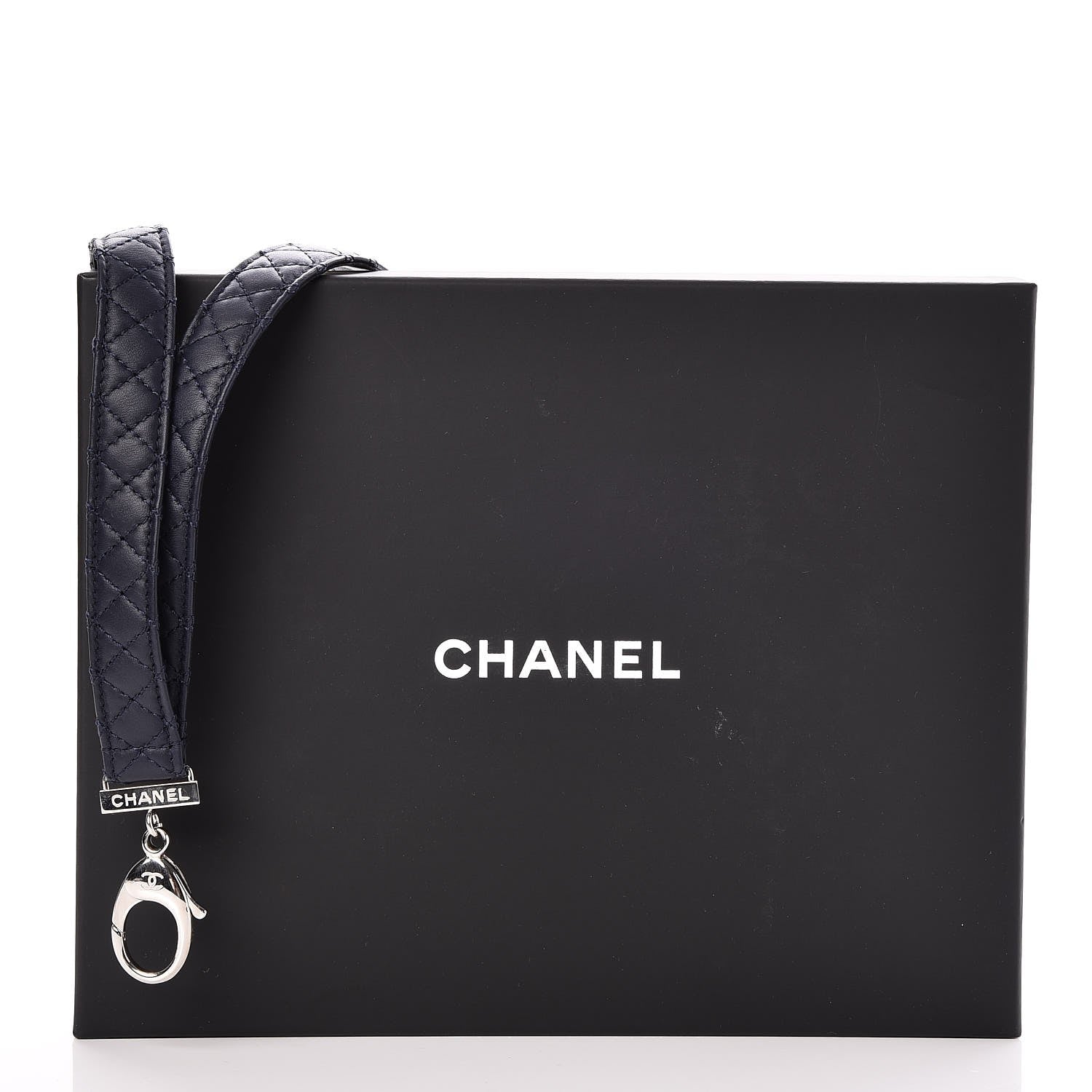 Chanel Lambskin Quilted Lanyard Key Holder Necklace Navy 4 of 4