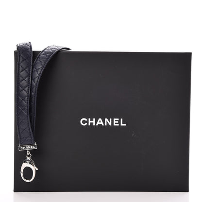 Chanel Lambskin Quilted Lanyard Key Holder Necklace Navy 4 of 4