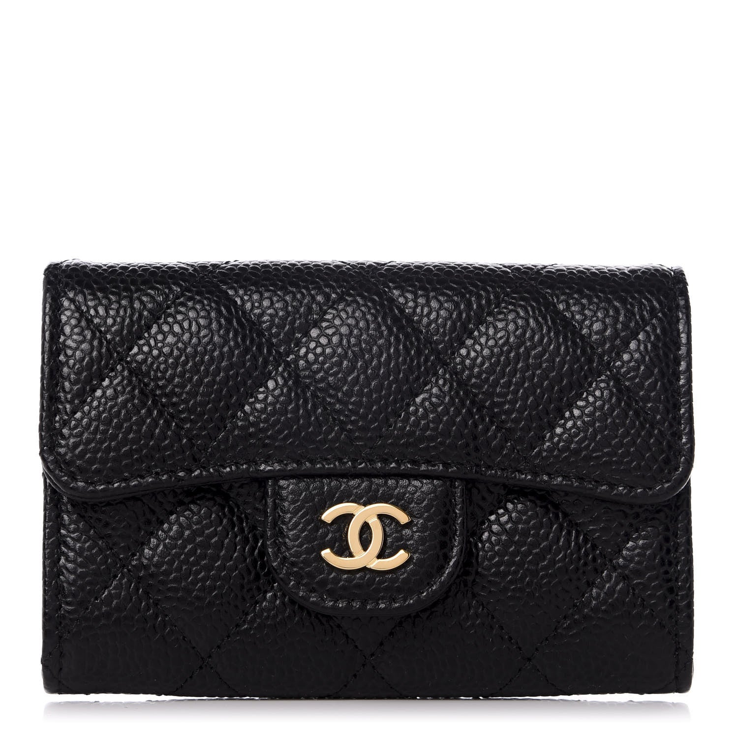 Chanel Caviar Quilted Flap Card Holder Wallet Black 1 of 8
