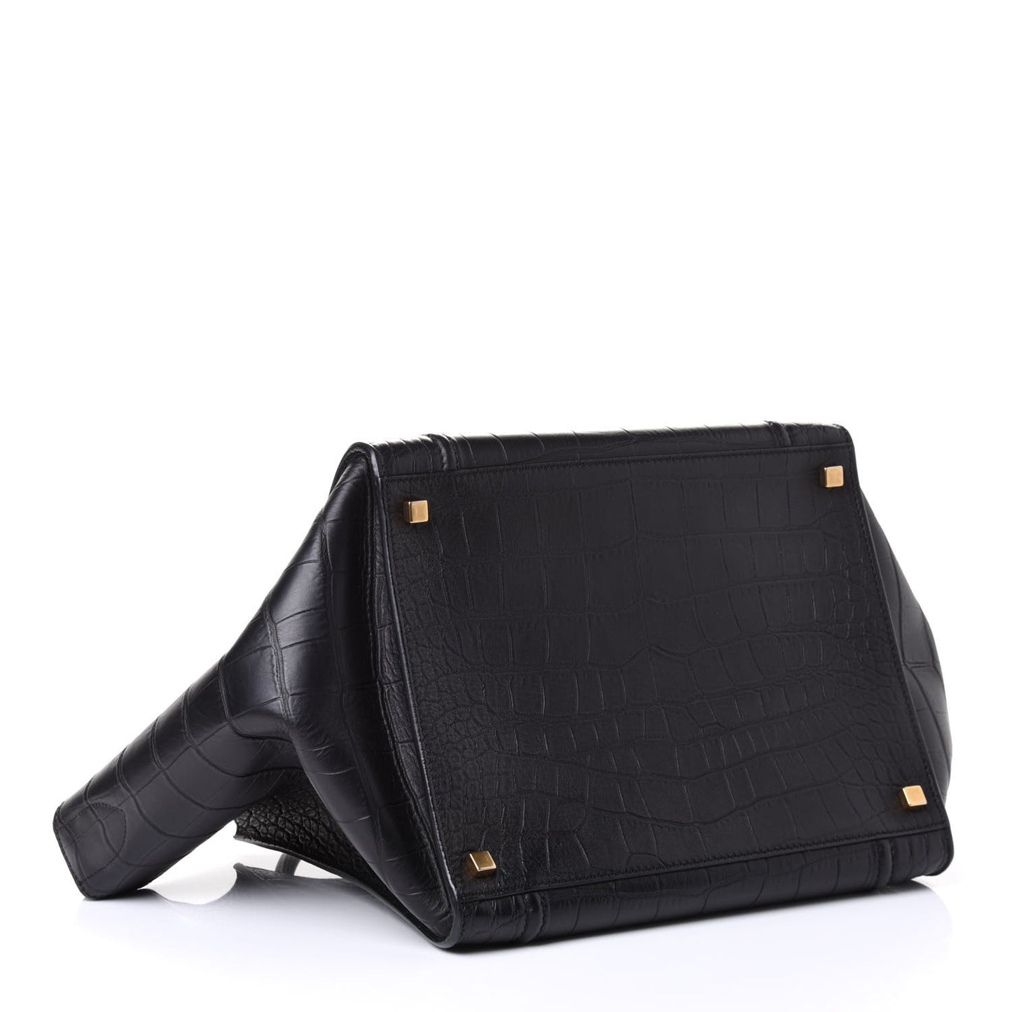 Crocodile Embossed Calfskin Medium Phantom Luggage Black