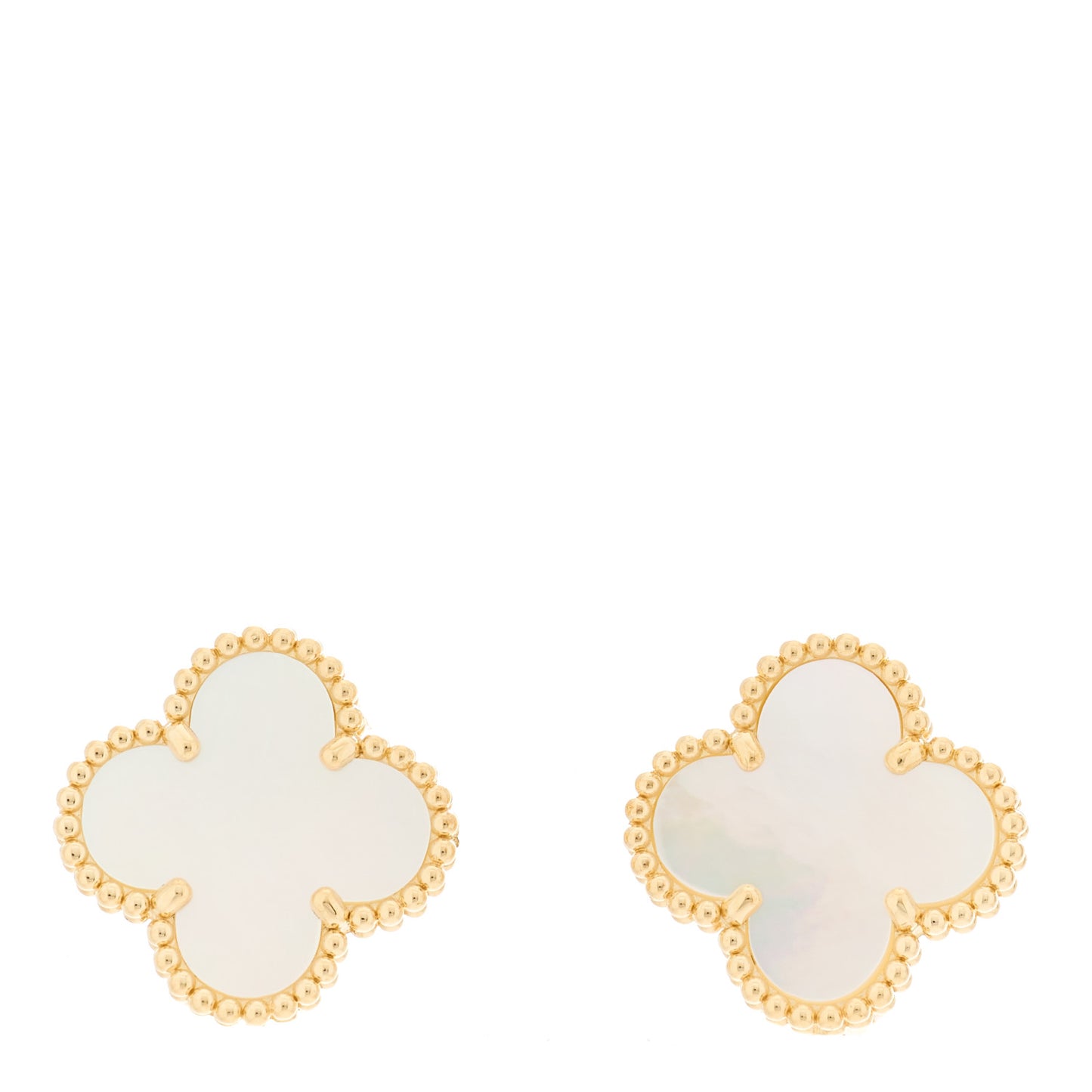 18K Yellow Gold Mother of Pearl Vintage Alhambra Earrings