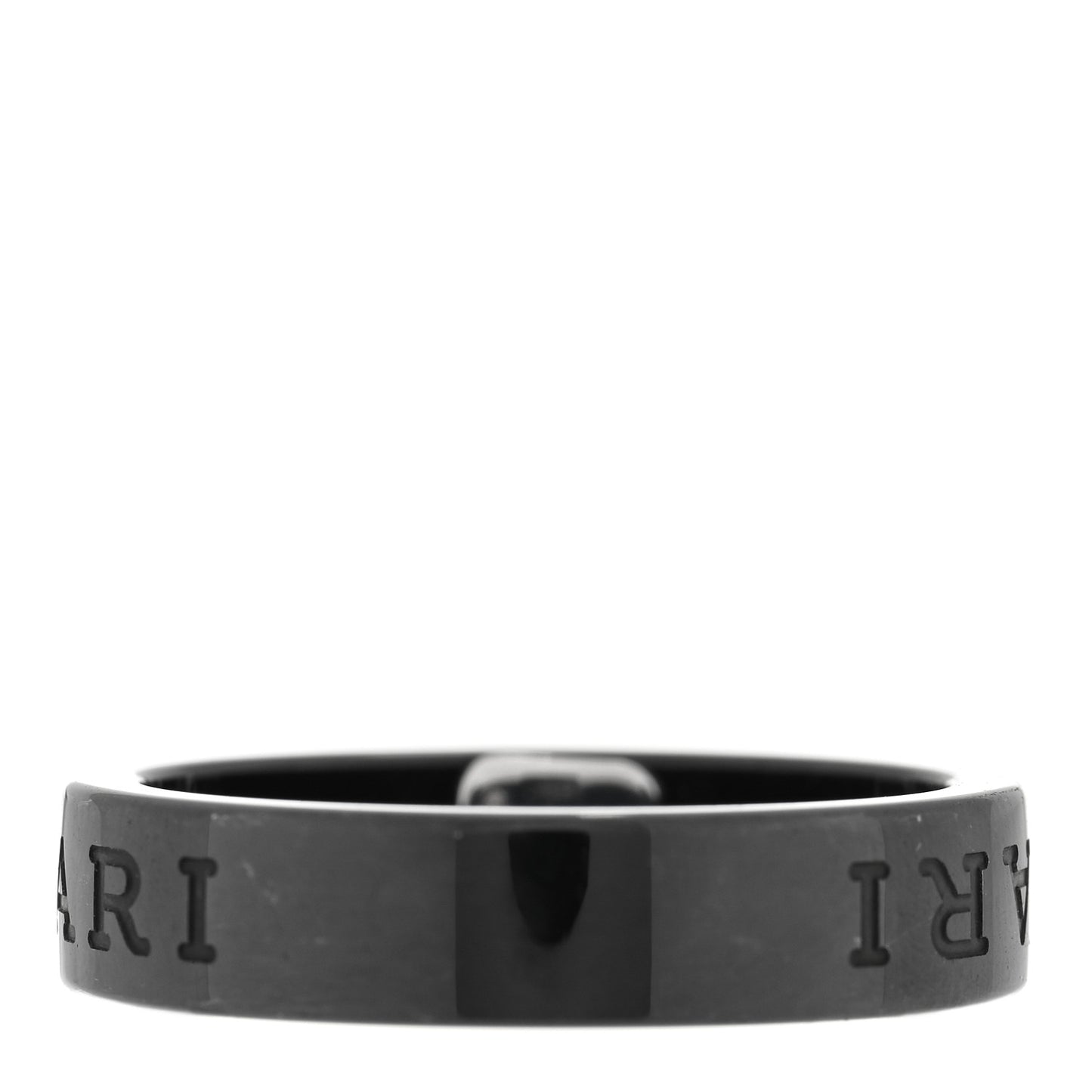18K White Gold Ceramic Diamond B.Zero1 Essential Band Ring 61 9.75 Black