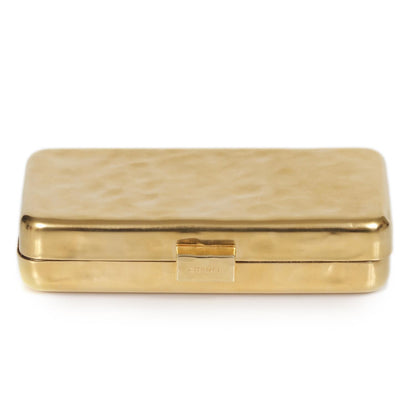 Chanel Hammered Metal Gold Bar Clutch RARE 4 of 11