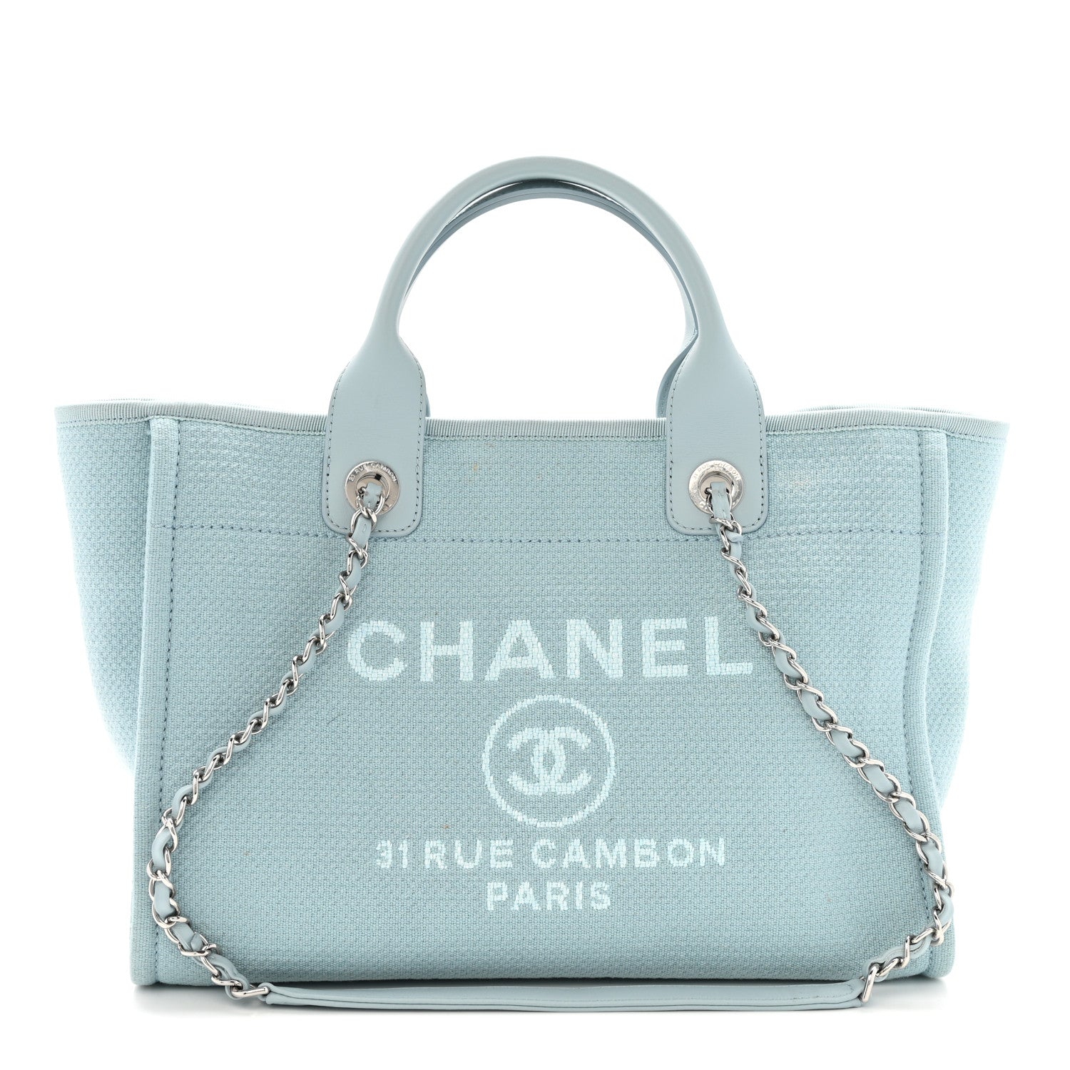 Chanel Mixed Fibers Small Deauville Tote Light Blue 1 of 16