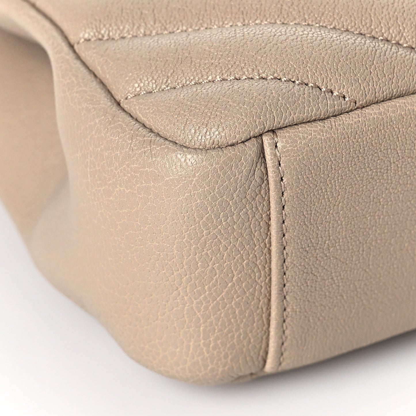 Sheepskin Matelasse Chevron Monogram Medium College Bag Dark Beige