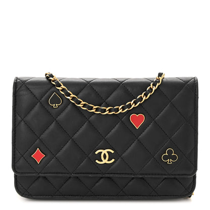 Chanel Lambskin Quilted Enamel Coco Casino Wallet On Chain WOC Black 1 of 14