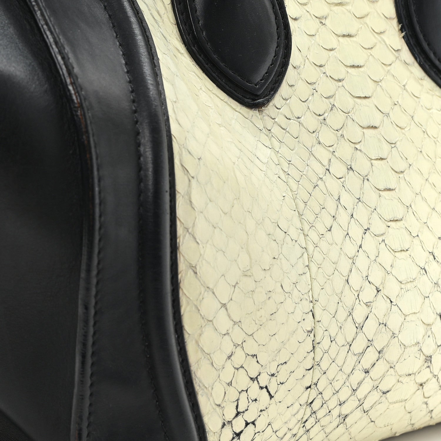 Celine Calfskin Snakeskin Mini Luggage Black White 11 of 11