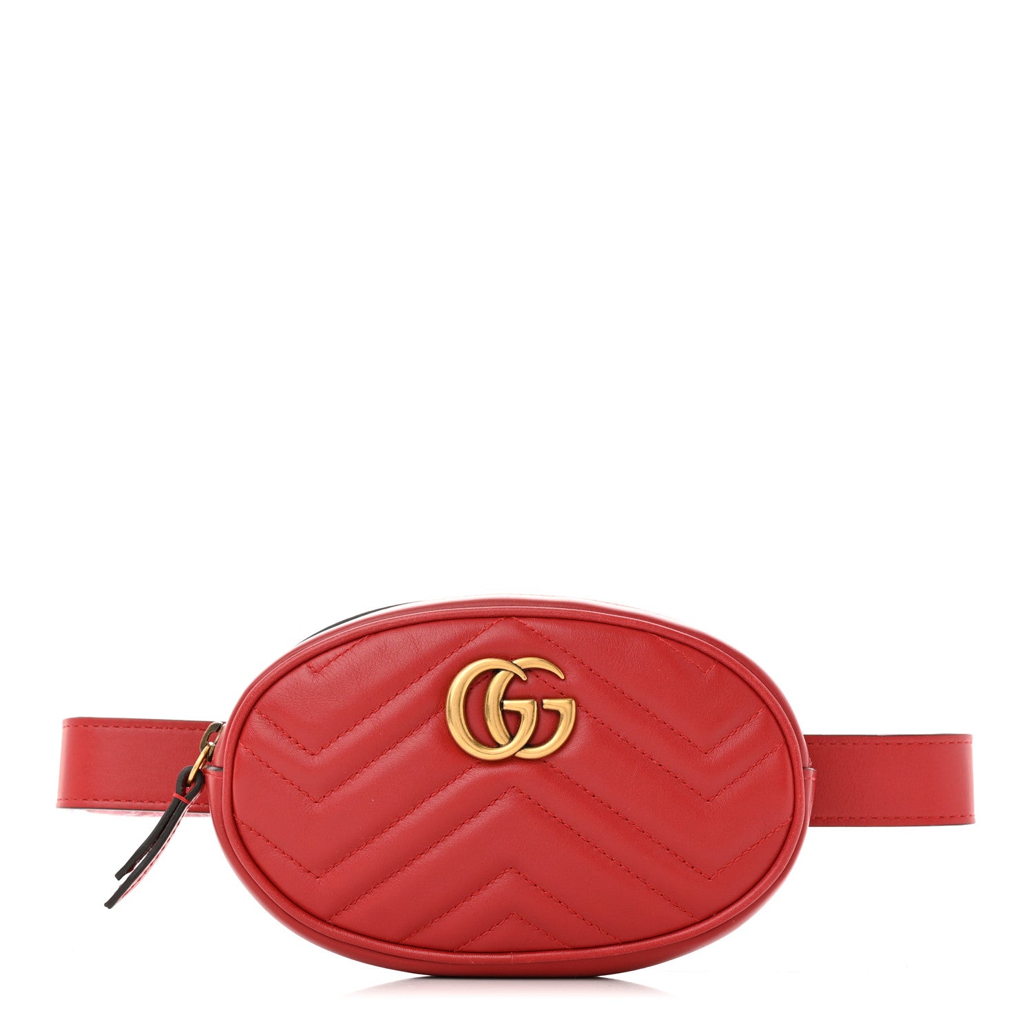Gucci Calfskin Matelasse GG Marmont Belt Bag 85 34 Hibiscus Red 1 of 10