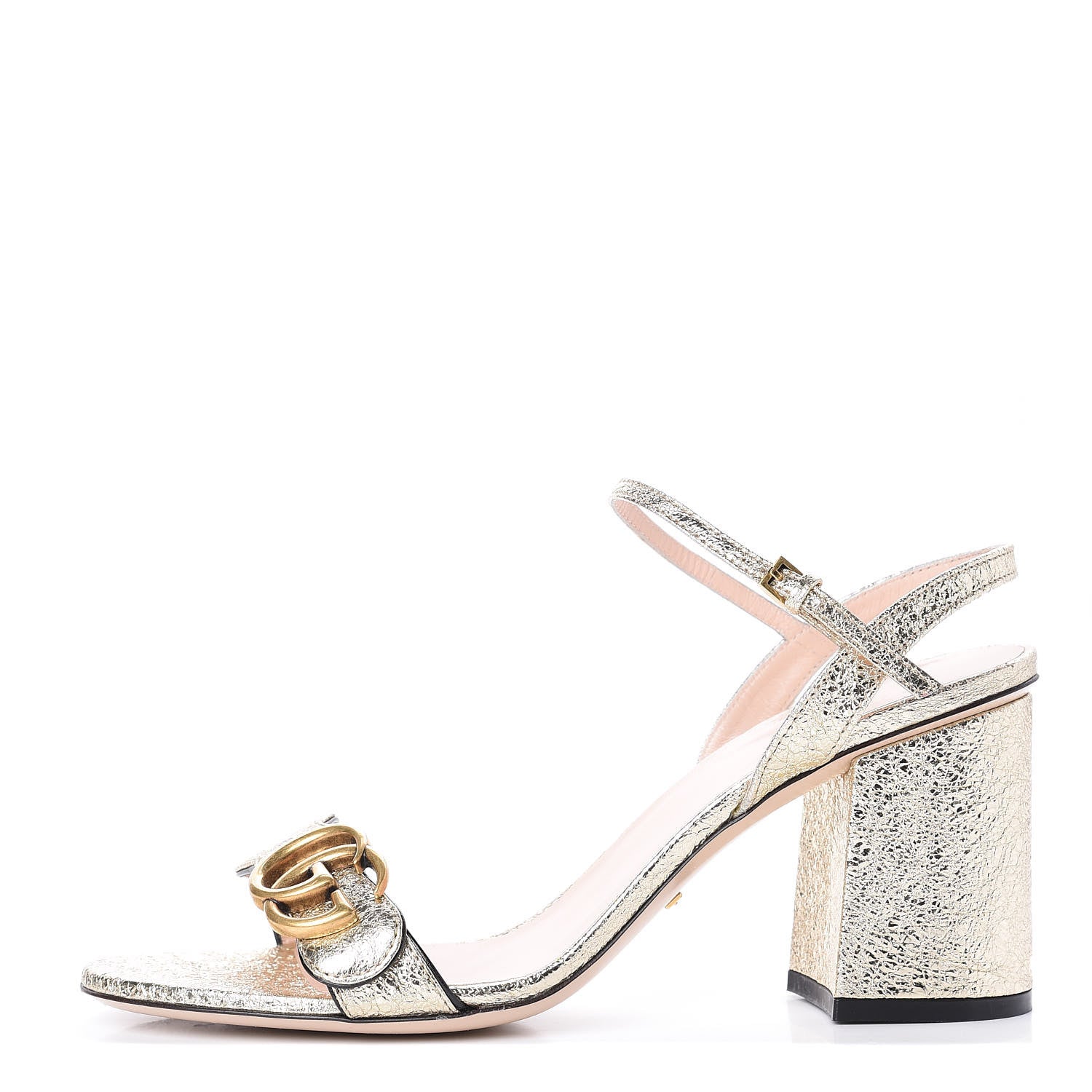 Gucci Galassia GG Marmont Ankle Wrap 75mm Sandals 39 Platino 1 of 10
