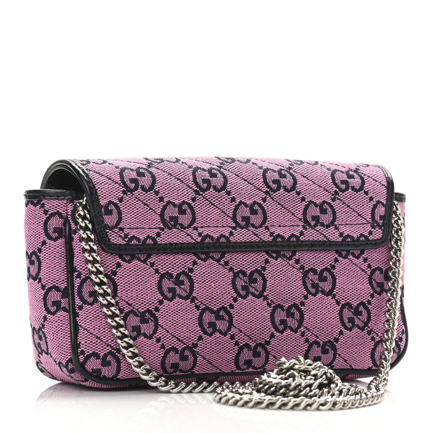 Monogram Multicolor Matelasse Diagonal Super Mini GG Marmont Shoulder Bag Pink Blue